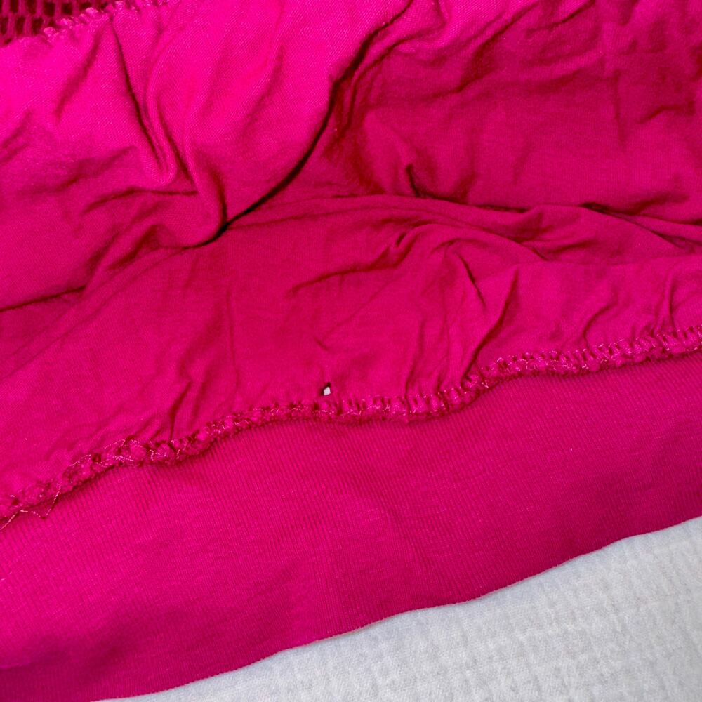 Vintage 80s Michael Carrie Fuchsia Mesh Crop Batwing Top Women's Medium Festival - Picture 10 of 16